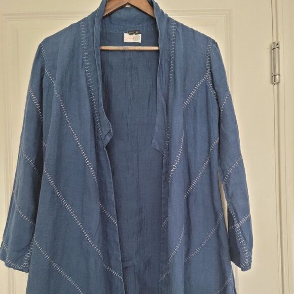 Cardigan Blue linen 100% size S - Picture 1 of 7